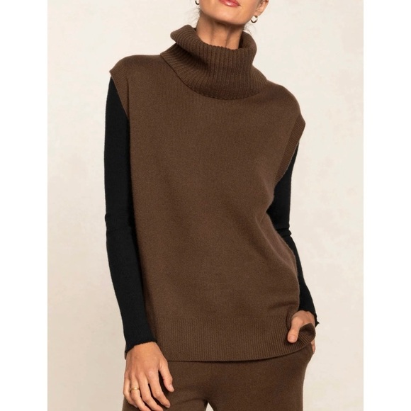 NakedCashmere brown Bruna Sleeveless Cashmere Turtleneck sweater vest NEW